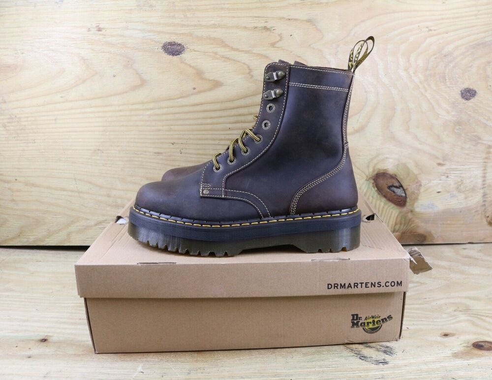 New Doc Martens Boots Mens 12 Brown Leather Jadon Arc Horse Crazy Combat